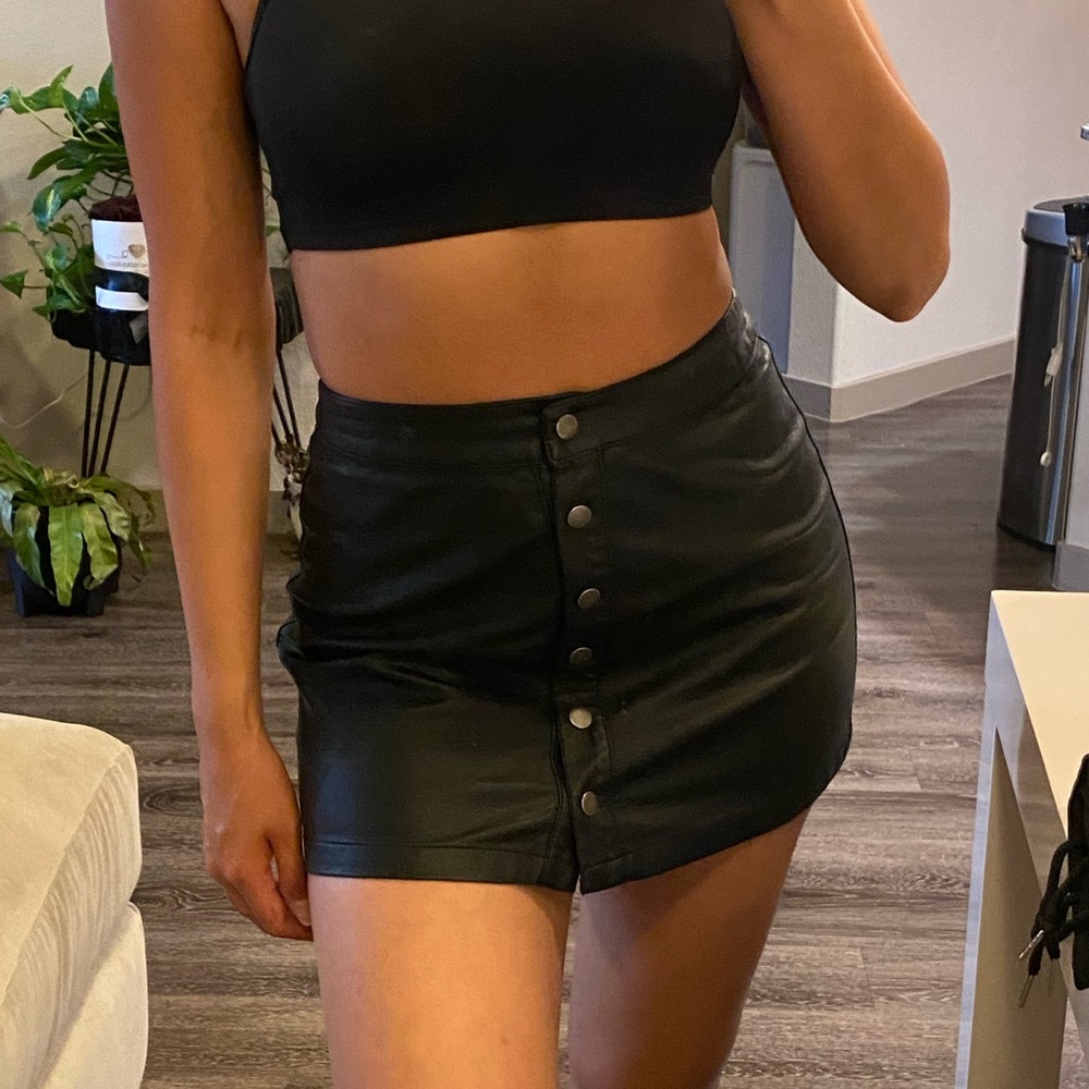 Faux leather black skirt